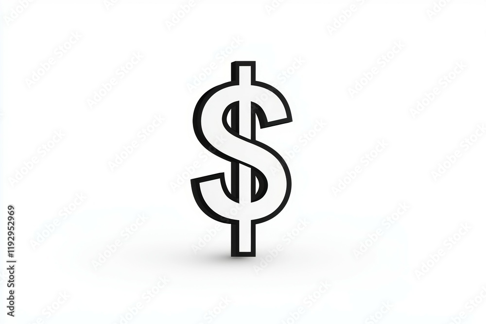 Minimalist black and white dollar sign on white background Minimalist black and white dollar sign on white background