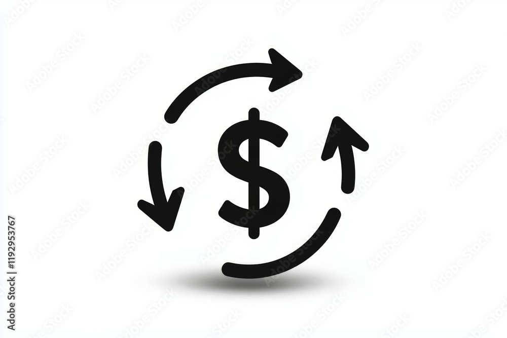 Circular dollar flow icon representing financial transactions and cash flow dynamics Circular dollar flow icon representing financial transactions and cash flow dynamics