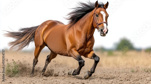 Galloping Horse in Open Field