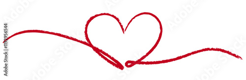 Hand-drawn red heart illustration with a flowing line, ideal for romantic designs. Vector illustration included.