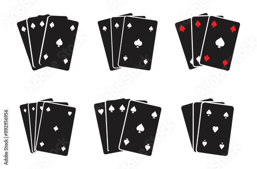 Playing Cards Set – Casino and Gambling Icons Silhouettes Collection