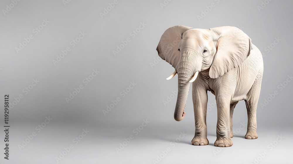 Fototapeta premium Young elephant, studio shot, grey background, wildlife