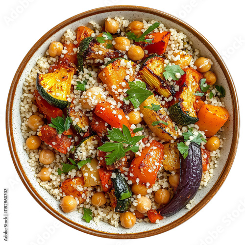 Nutritious Couscous Bowl with Roasted Vegetables and Chickpeas: A Delicious Vegan Meal for a Healthy Lifestyle