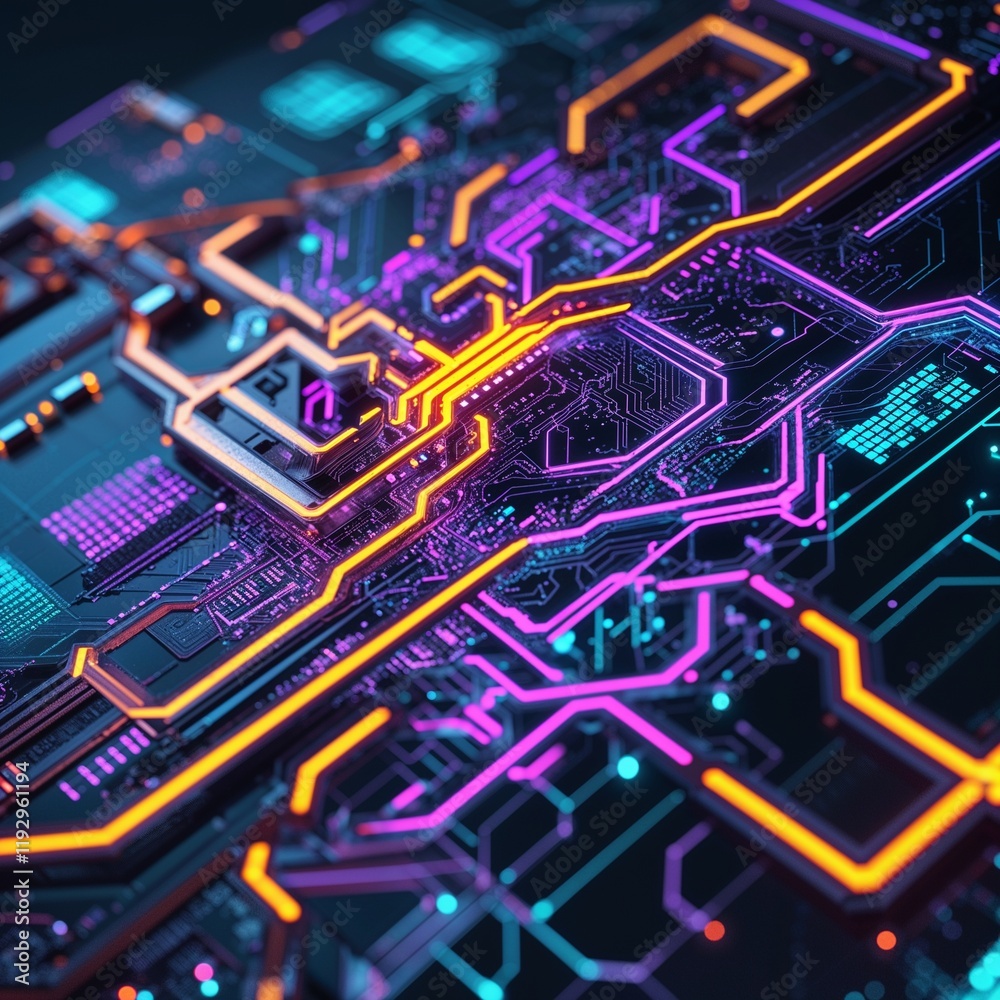 Abstract circuit cyberspace design created with Generative Ai technology Abstract circuit cyberspace design created with Generative Ai technology