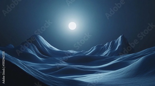 A mesmerizing image of snow-covered peaks illuminated by moonlight under a darkened sky, representing serenity, mystery, and the beauty of nocturnal landscapes. photo