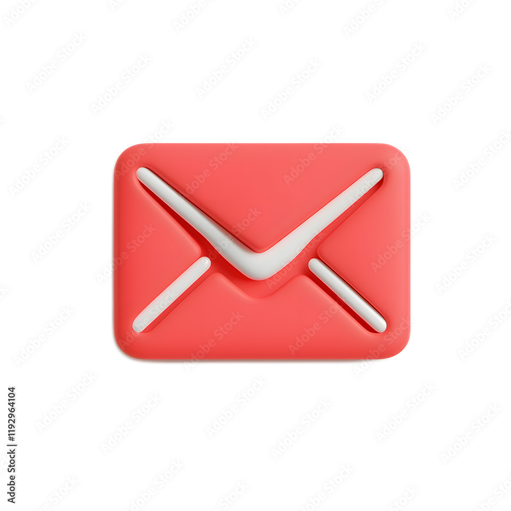 Red and White Minimalist Email Envelope Icon for Digital Communication and Interface Design Red and White Minimalist Email Envelope Icon for Digital Communication and Interface Design