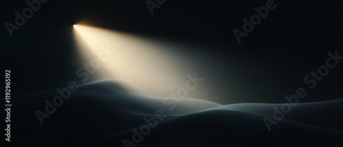 Light beam illuminating waves in dark environment with soft glow and atmospheric effect photo