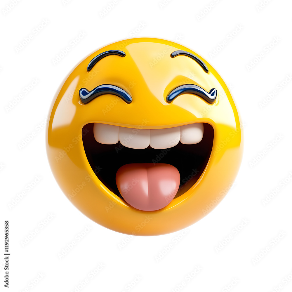 Fototapeta premium Vibrant Yellow Emoji Face with Smile Expressing Joy and Laughter