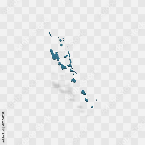 Vanuatu high detailed vector representation of country silhouette. 3D map on transparent background with dropped shadow. For educational, decorative, or informational use.
