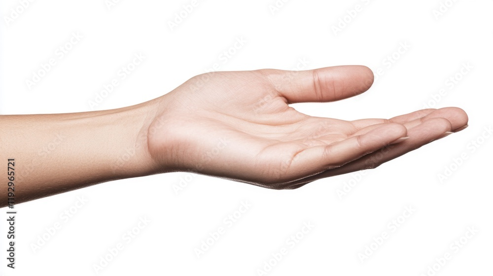 Open hand, palm up, isolated on white background. Open hand, palm up, isolated on white background.