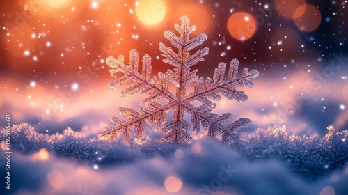 Sparkling Ice Crystal in a Winter Wonderland. Generative AI photo