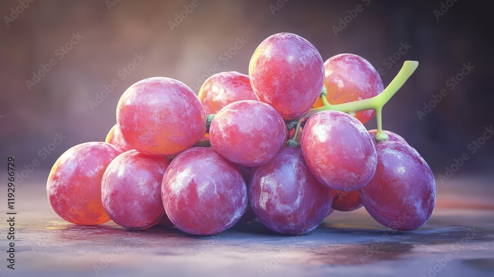 A Bunch of Ripe Red Grapes on a Textured Surface, illuminated with soft light A Bunch of Ripe Red Grapes on a Textured Surface, illuminated with soft light