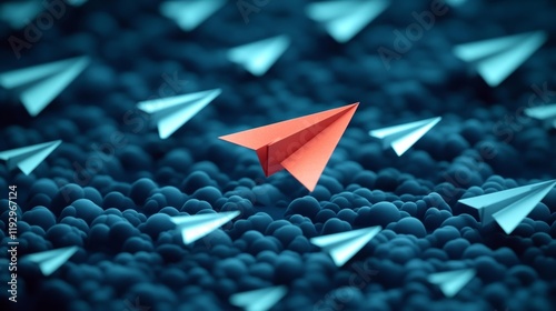 Red Paper Airplane Breaking the Norm. Generative AI
