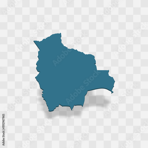 Bolivia high detailed vector representation of country silhouette. 3D map on transparent background with dropped shadow. For educational, decorative, or informational use.