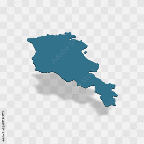 Armenia high detailed vector representation of country silhouette. 3D map on transparent background with dropped shadow. For educational, decorative, or informational use.