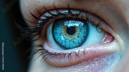 female blue eye close up