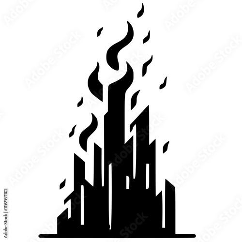 City fire silhouette