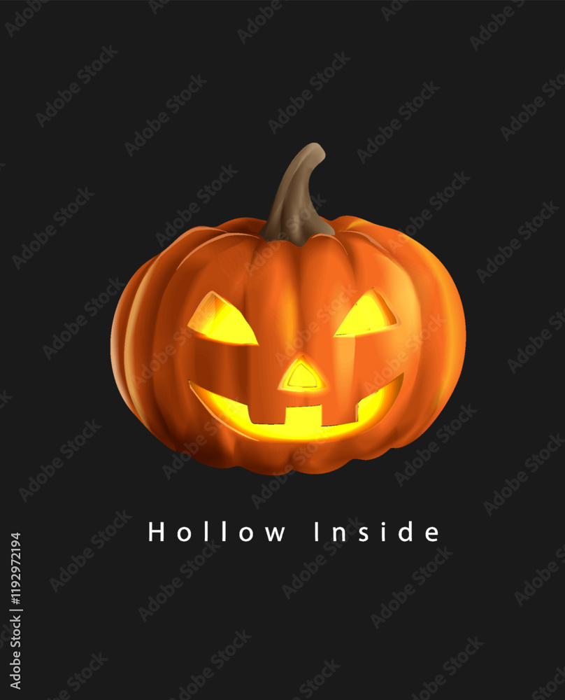 hollow inside slogan with Halloween pumpkin vector illustration on black background hollow inside slogan with Halloween pumpkin vector illustration on black background