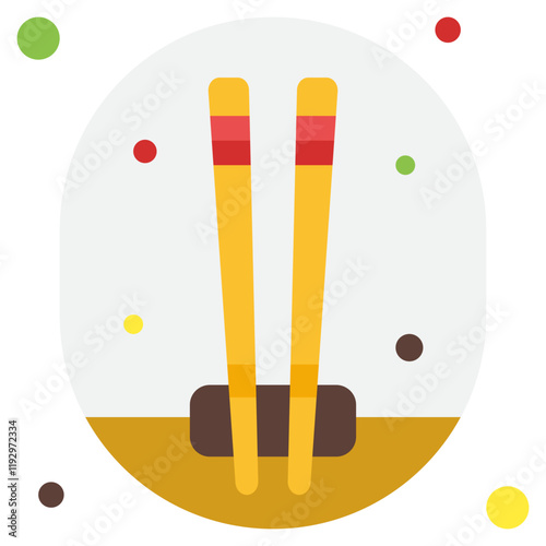 Colorful Cricket Bat and Wicket Illustration