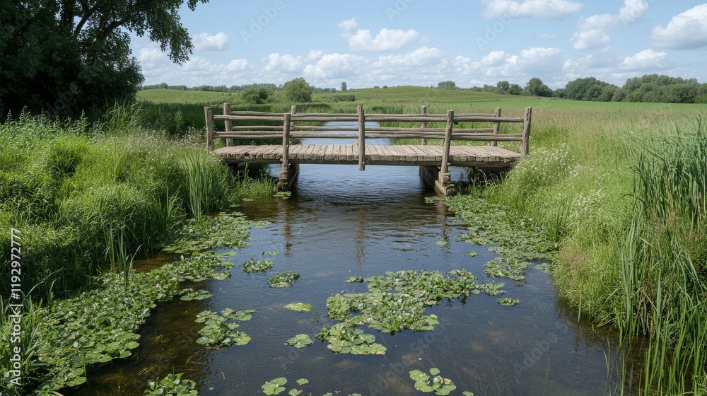 Obraz premium Elegant Bridge Over Stream