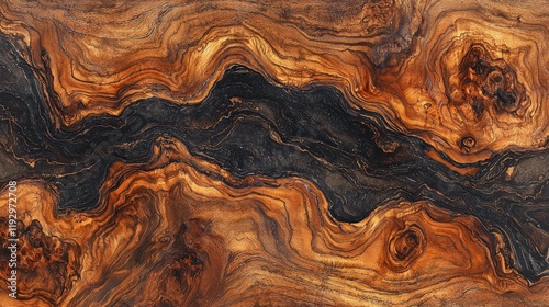 Wallpaper Mural Close-up of dark and light brown wood grain texture with swirling patterns and knots. Torontodigital.ca