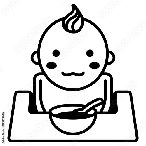 이유식 먹는 아기 아이콘