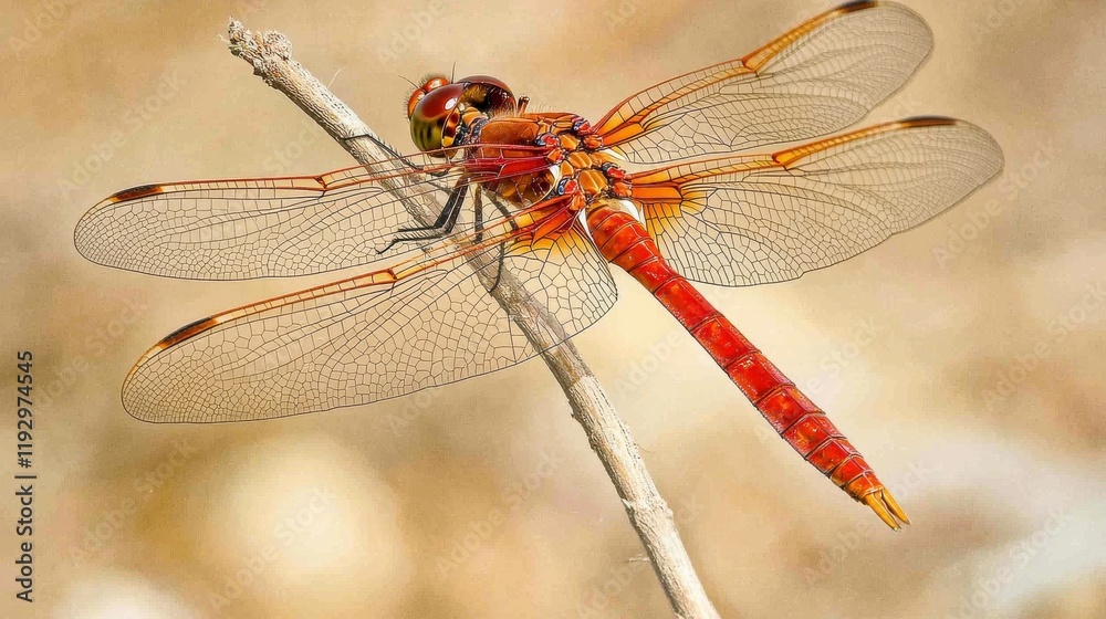 Vibrant Dragonfly Resting on a Branch with Intricate Wing Patterns Showcasing Nature's Beauty and Colorful Insect Life in a Serene Outdoor Environment Vibrant Dragonfly Resting on a Branch with Intricate Wing Patterns Showcasing Nature's Beauty and Colorful Insect Life in a Serene Outdoor Environment
