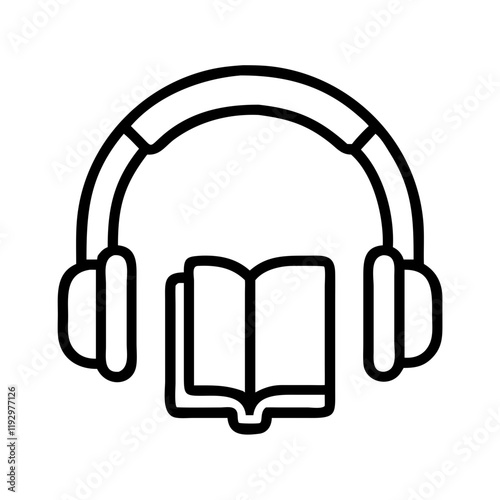 audiobook headphones icon, audiobook headphones line art - simple line art of audiobook headphones, perfect for audiobook headphones logos and icons and themed design