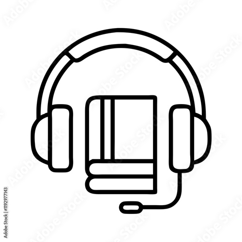 audiobook headphones icon, audiobook headphones line art - simple line art of audiobook headphones, perfect for audiobook headphones logos and icons and themed design