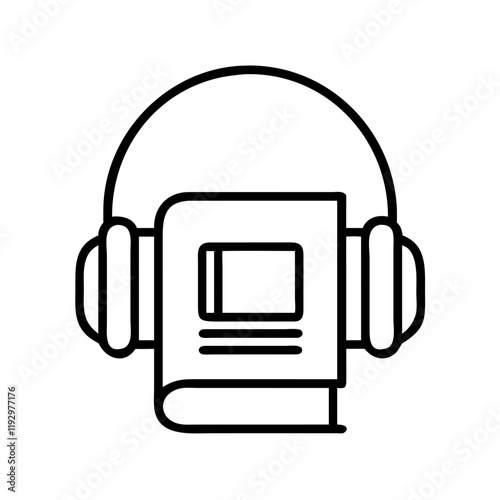 audiobook headphones icon, audiobook headphones line art - simple line art of audiobook headphones, perfect for audiobook headphones logos and icons and themed design