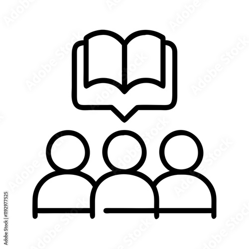 book club meeting icon, book club meeting line art - simple line art of book club meeting, perfect for book club meeting logos and icons and themed design