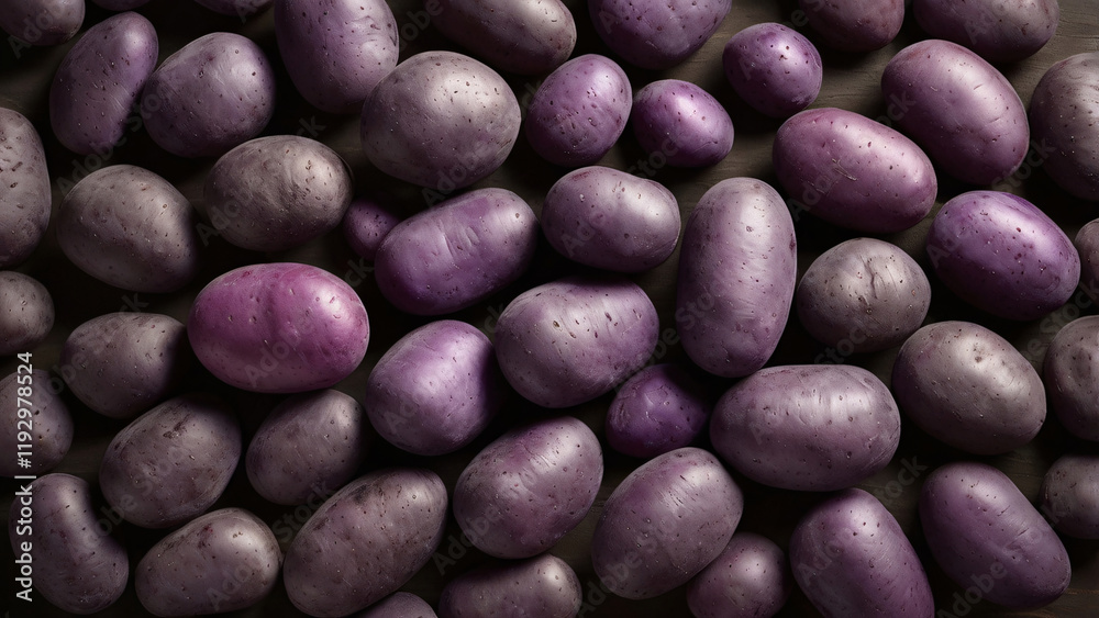 Vibrant Purple Potatoes: A Stylish and Minimalist Photograph of Unique Vegetables