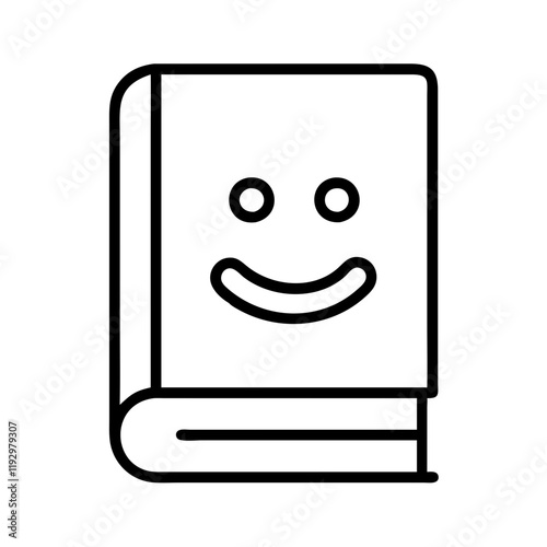 book with smiley face icon, book with smiley face line art - simple line art of book with smiley face, perfect for book with smiley face logos and icons and themed design