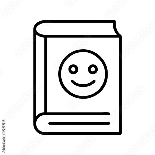 book with smiley face icon, book with smiley face line art - simple line art of book with smiley face, perfect for book with smiley face logos and icons and themed design