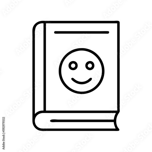 book with smiley face icon, book with smiley face line art - simple line art of book with smiley face, perfect for book with smiley face logos and icons and themed design
