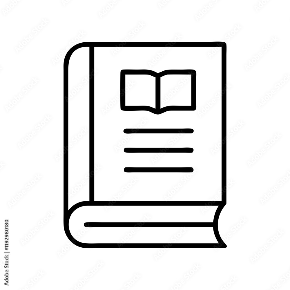 illustrated book icon, illustrated book line art - simple line art of illustrated book, perfect for illustrated book logos and icons and themed design