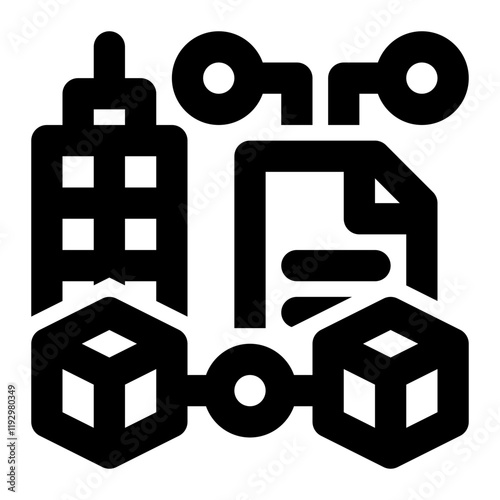 blockchain erp, smart contract outline icon