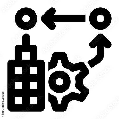 corporate workflow, enterprise workflow, erp, enterprise resource planning, business process outline icon
