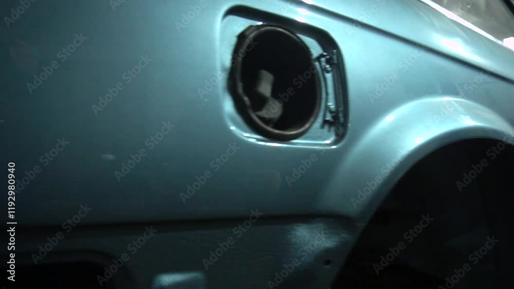 repair and restoration of an old gray car after a road accident repair repair and restoration of an old gray car after a road accident repair