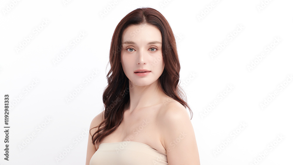 Beautiful young woman with clean fresh skin on white background, Face care, Facial treatment, Cosmetology, beauty and spa, women portrait. Beautiful young woman with clean fresh skin on white background, Face care, Facial treatment, Cosmetology, beauty and spa, women portrait.