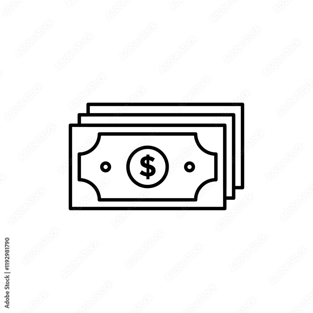 Cash icon linear logo isolated Cash icon linear logo isolated