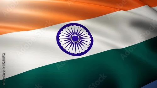 Indian national flag with flowing saffron, white, and green colors. Indian Independence Day, concept of patriotism and national pride.