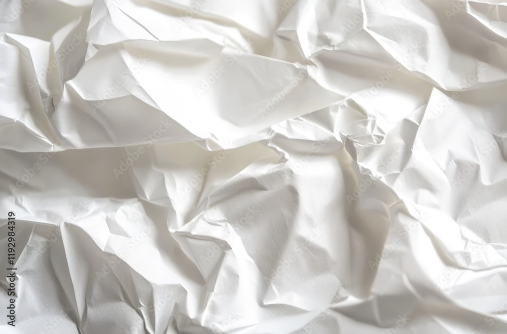 Obraz premium A close-up of crumpled white paper, emphasizing the texture and depth in a monochromatic setting.