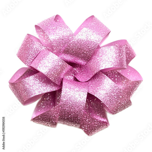 Sparkling Pink Glitter Bow Ribbon for Gift Wrapping and Holiday photo