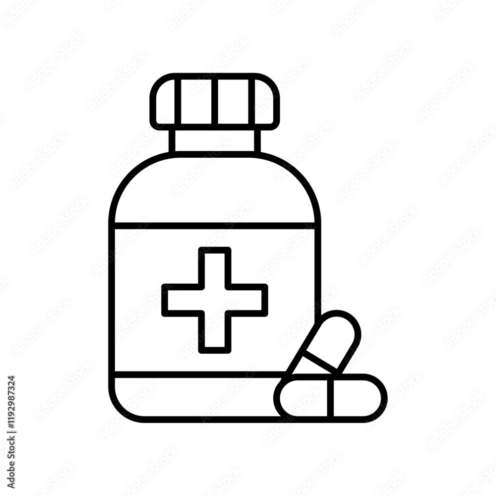 Pill bottle icon linear logo isolated Pill bottle icon linear logo isolated