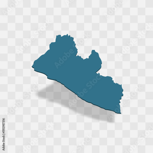 Liberia high detailed vector representation of country silhouette. 3D map on transparent background with dropped shadow. For educational, decorative, or informational use.