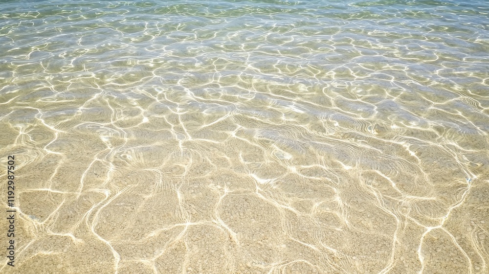 Crystal Clear Water Texture with Sunlight Reflecting on Sandy Bottom, Perfect for Seascape, Beach or Nature Photography Projects for Commercial Use Crystal Clear Water Texture with Sunlight Reflecting on Sandy Bottom, Perfect for Seascape, Beach or Nature Photography Projects for Commercial Use