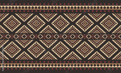 Southwest Aztec geometric Native American Mexican Navajo tribal ethnic boho indian texture ornament seamless pattern fabric colorful design vector for woven textile printing blanket rug carpet fashion