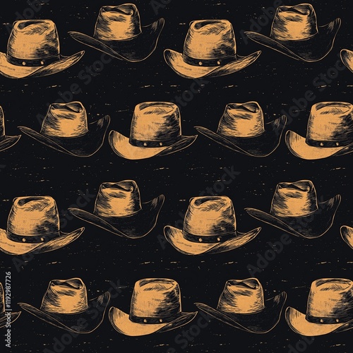 cowboy hat graphic seamless pattern