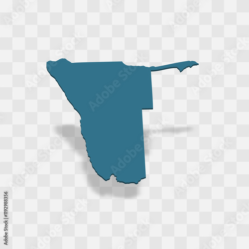 Namibia high detailed vector representation of country silhouette. 3D map on transparent background with dropped shadow. For educational, decorative, or informational use.